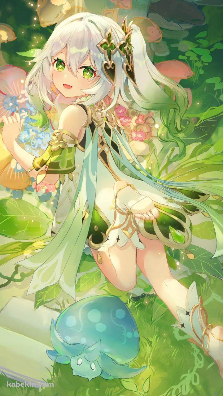 地面に寝そべり読書をするナヒーダ / キノコン / 原神のAndroidの壁紙(720px x 1280px) スマホ用