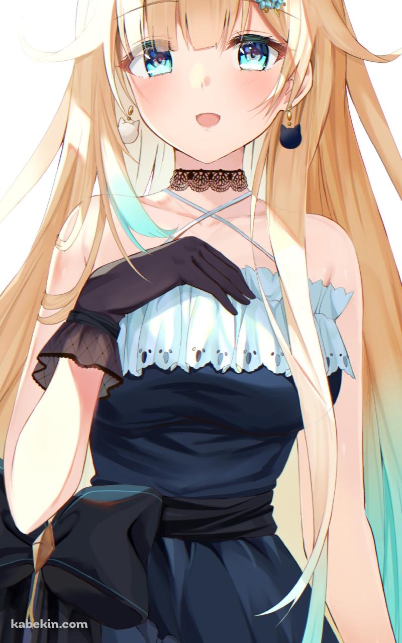 黒いドレスを着た可愛い藍沢エマ / 大きなリボン / ぶいすぽっ！ / バーチャルYouTuberのAndroidの壁紙(800px x 1280px) スマホ用