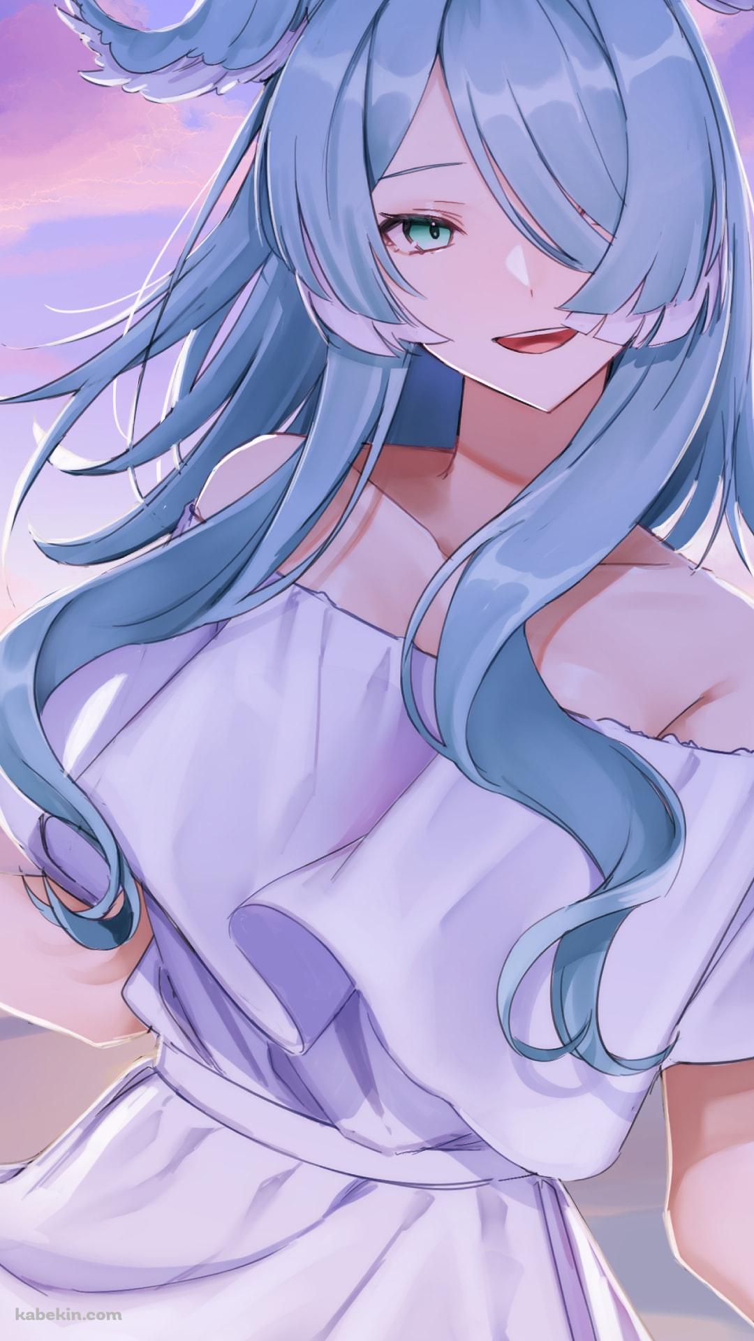 白いドレスを着て微笑むエリーラ・ペンドラ / 海 / Elira Pendora / にじさんじ / Vtuber / バーチャルYouTuberのAndroidの壁紙(1080px x 1920px) スマホ用