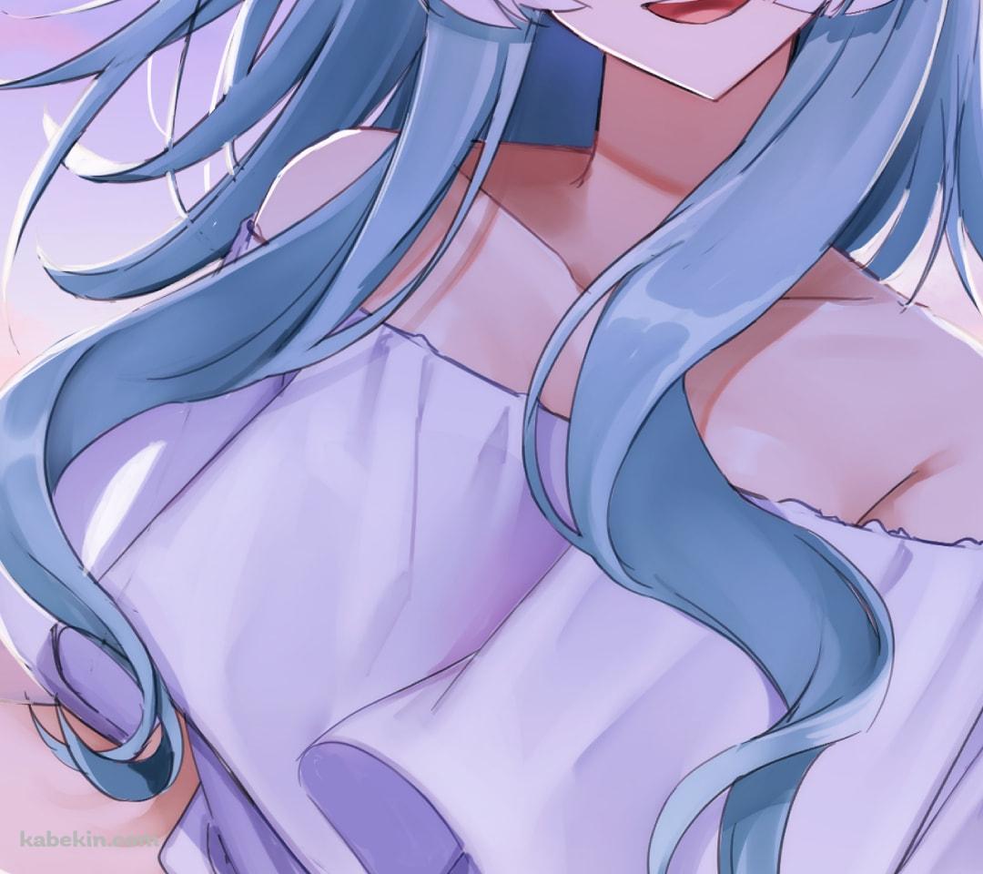 白いドレスを着て微笑むエリーラ・ペンドラ / 海 / Elira Pendora / にじさんじ / Vtuber / バーチャルYouTuberのAndroidの壁紙(1080px x 960px) スマホ用