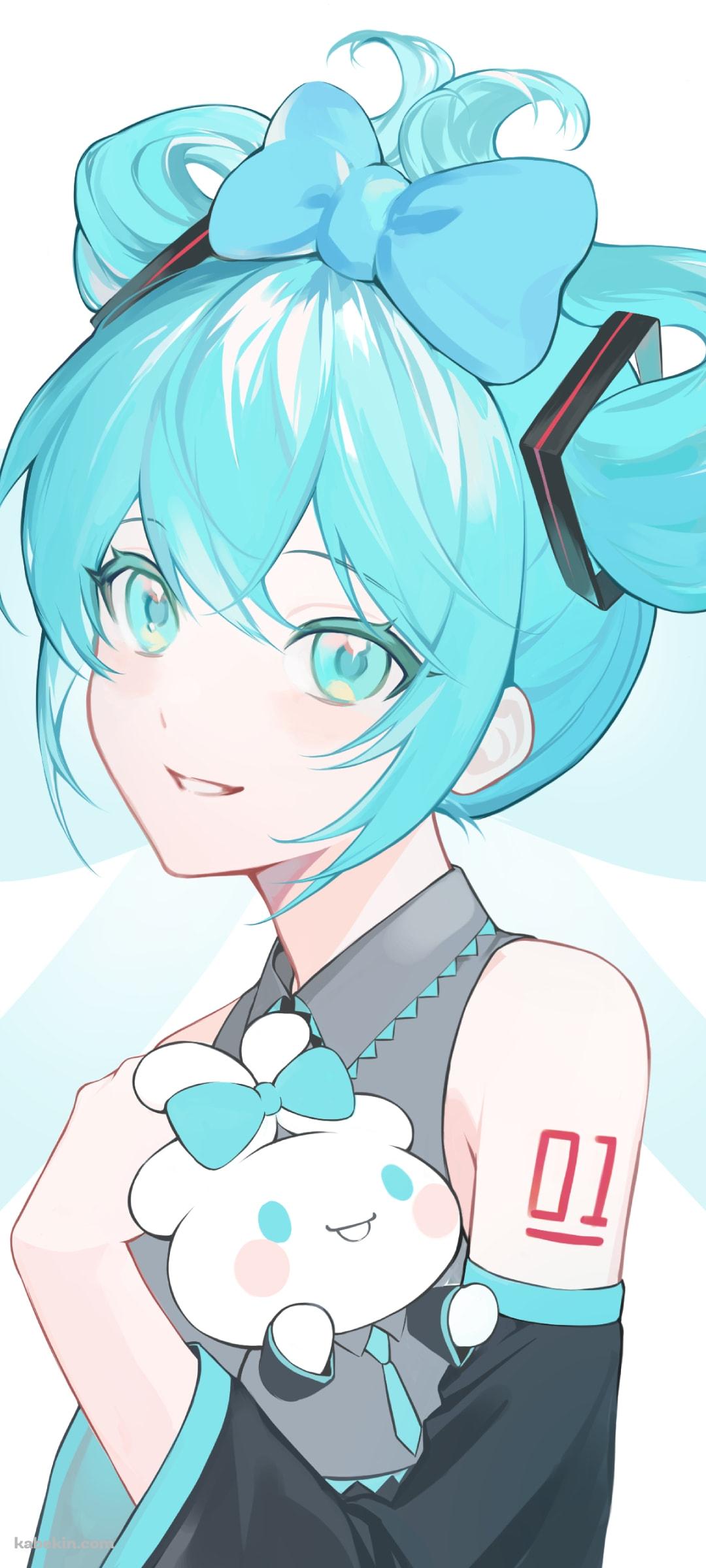 淡い色調で描いたシナミク / 初音ミク / シナモロール / ボカロ / ボーカロイドのAndroidの壁紙(1080px x 2400px) スマホ用