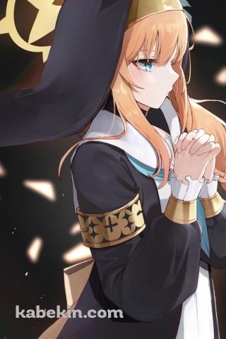両手を組んでお祈りをする伊落マリー / ブルアカ / ブルーアーカイブのAndroidの壁紙(320px x 480px) スマホ用