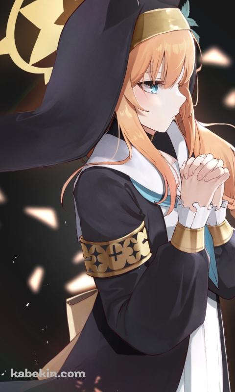 両手を組んでお祈りをする伊落マリー / ブルアカ / ブルーアーカイブのAndroidの壁紙(480px x 800px) スマホ用