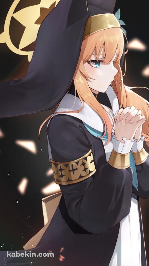 両手を組んでお祈りをする伊落マリー / ブルアカ / ブルーアーカイブのAndroidの壁紙(480px x 854px) スマホ用