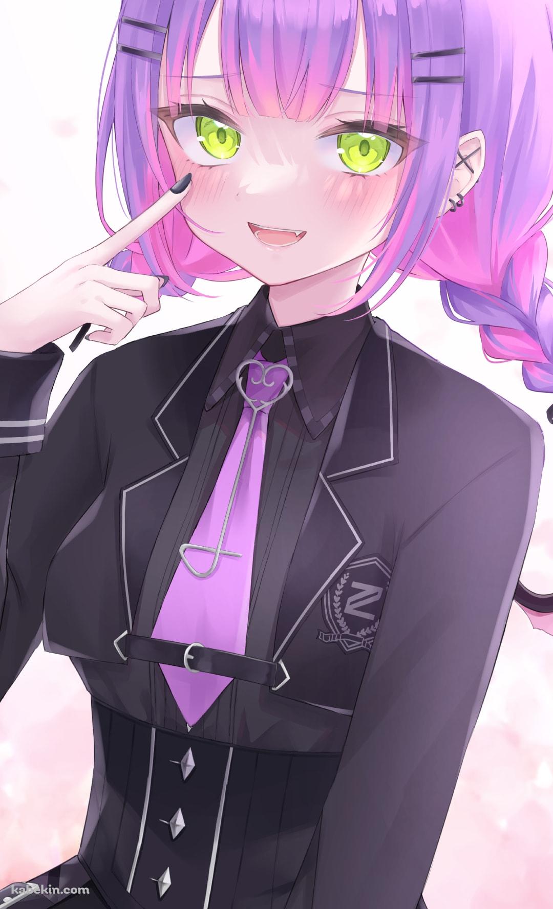 笑顔で目元を指す常闇トワ / ホロライブ / バーチャルYouTuber / VtuberのAndroidの壁紙(1080px x 1776px) スマホ用