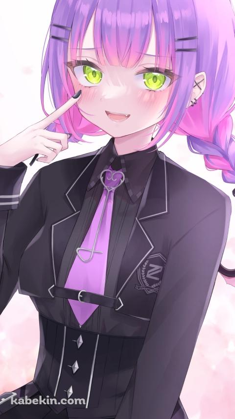 笑顔で目元を指す常闇トワ / ホロライブ / バーチャルYouTuber / VtuberのAndroidの壁紙(480px x 854px) スマホ用