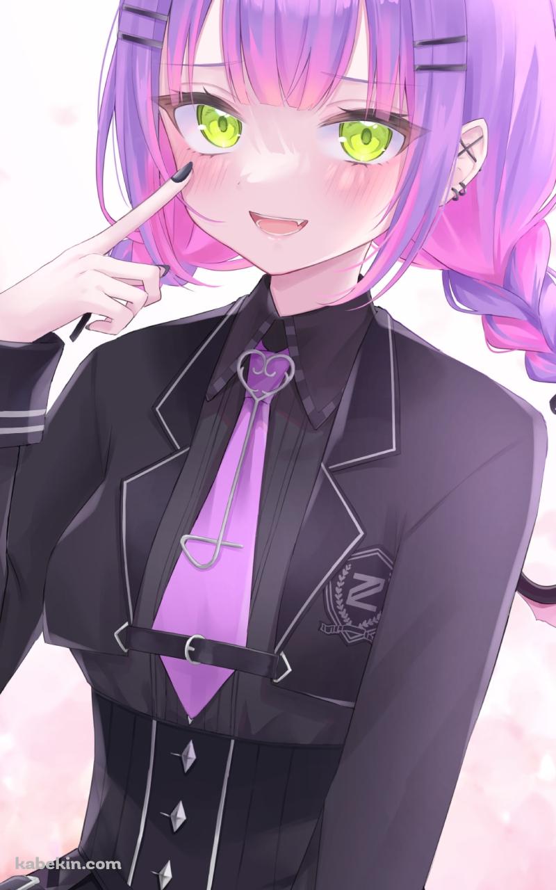 笑顔で目元を指す常闇トワ / ホロライブ / バーチャルYouTuber / VtuberのAndroidの壁紙(800px x 1280px) スマホ用