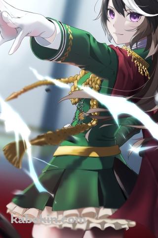 左手をかざすシンボリルドルフ / 緑の衣装 / ウマ娘プリティーダービーのAndroidの壁紙(320px x 480px) スマホ用