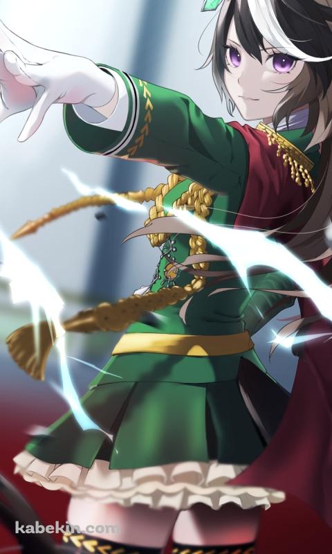 左手をかざすシンボリルドルフ / 緑の衣装 / ウマ娘プリティーダービーのAndroidの壁紙(480px x 800px) スマホ用