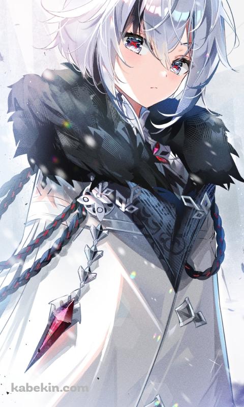 こちらを見つめるアルレッキーノ / 綺麗 / 銀髪 / 原神のAndroidの壁紙(480px x 800px) スマホ用