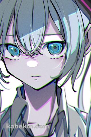 真っ直ぐ正面を見つめる初音ミク / ラフスケッチ / ボカロ / ボーカロイドのAndroidの壁紙(320px x 480px) スマホ用