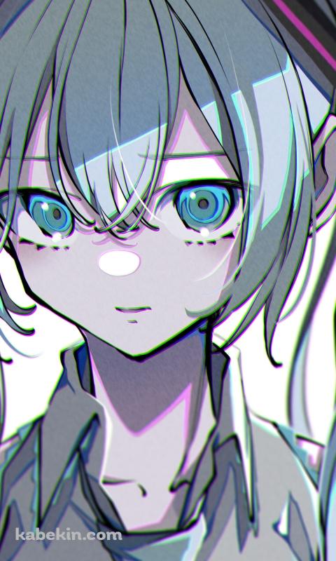 真っ直ぐ正面を見つめる初音ミク / ラフスケッチ / ボカロ / ボーカロイドのAndroidの壁紙(480px x 800px) スマホ用