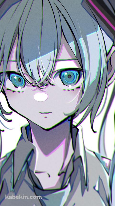 真っ直ぐ正面を見つめる初音ミク / ラフスケッチ / ボカロ / ボーカロイドのAndroidの壁紙(480px x 854px) スマホ用