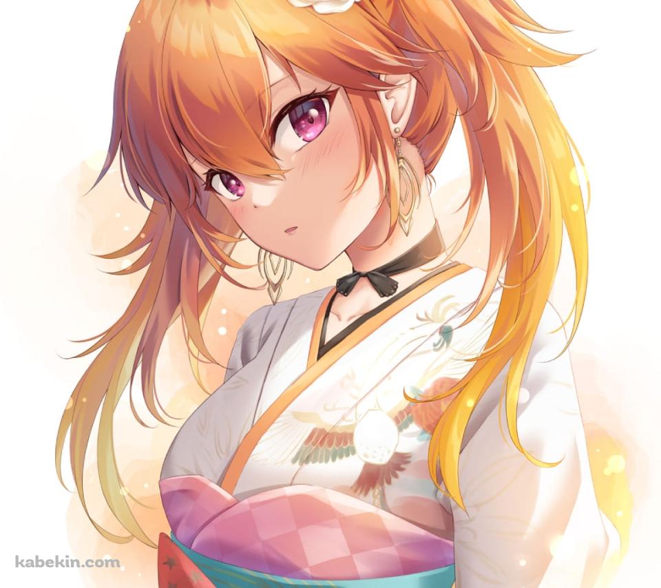 白い着物を着てこちらを見つめる可愛い小鳥遊キアラ / ホロライブ / バーチャルYouTuber / VtuberのAndroidの壁紙(960px x 854px) スマホ用