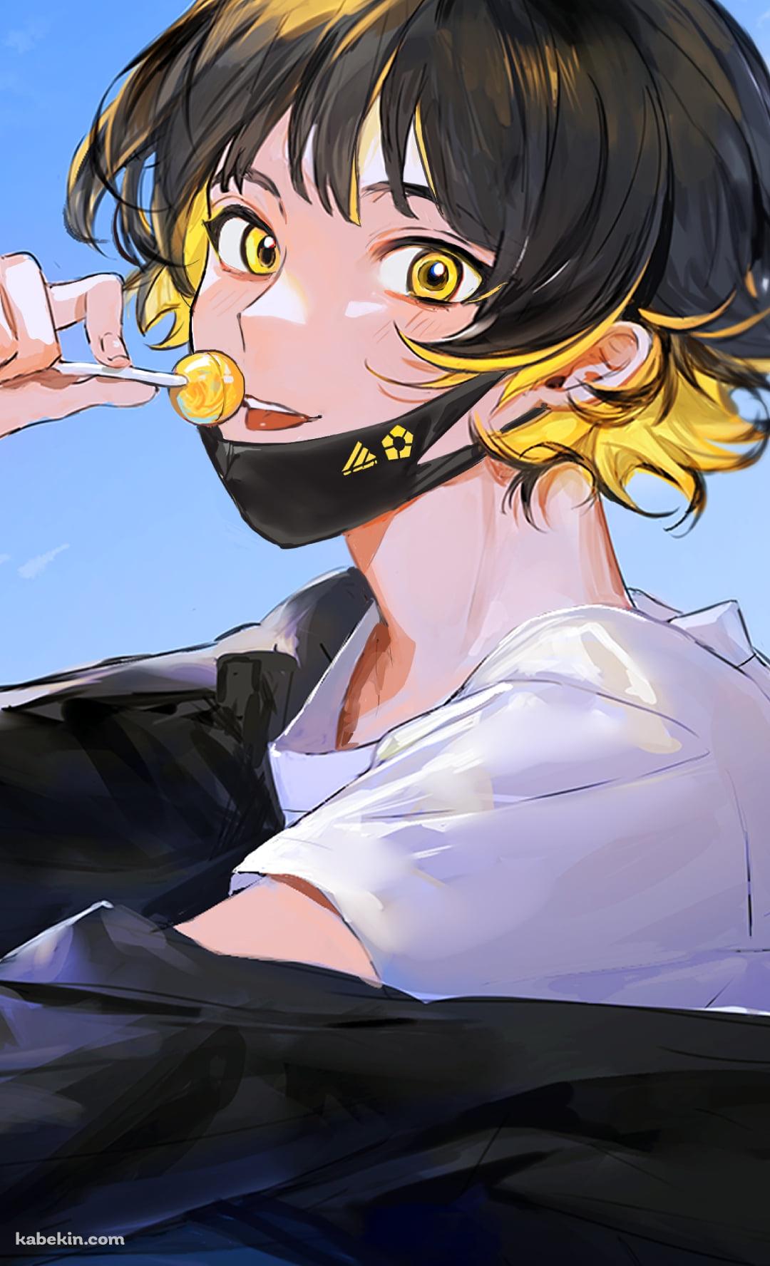 黄色いチュッパチャプスを舐める蜂楽廻（ばちらめぐる） / ブルーロックのAndroidの壁紙(1080px x 1776px) スマホ用