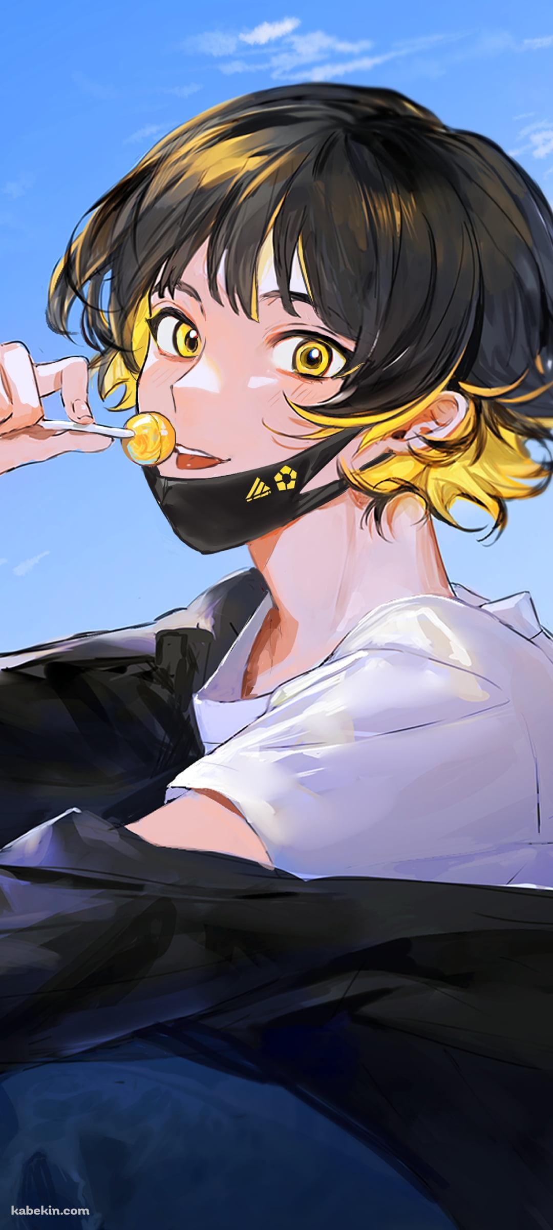 黄色いチュッパチャプスを舐める蜂楽廻（ばちらめぐる） / ブルーロックのAndroidの壁紙(1080px x 2400px) スマホ用