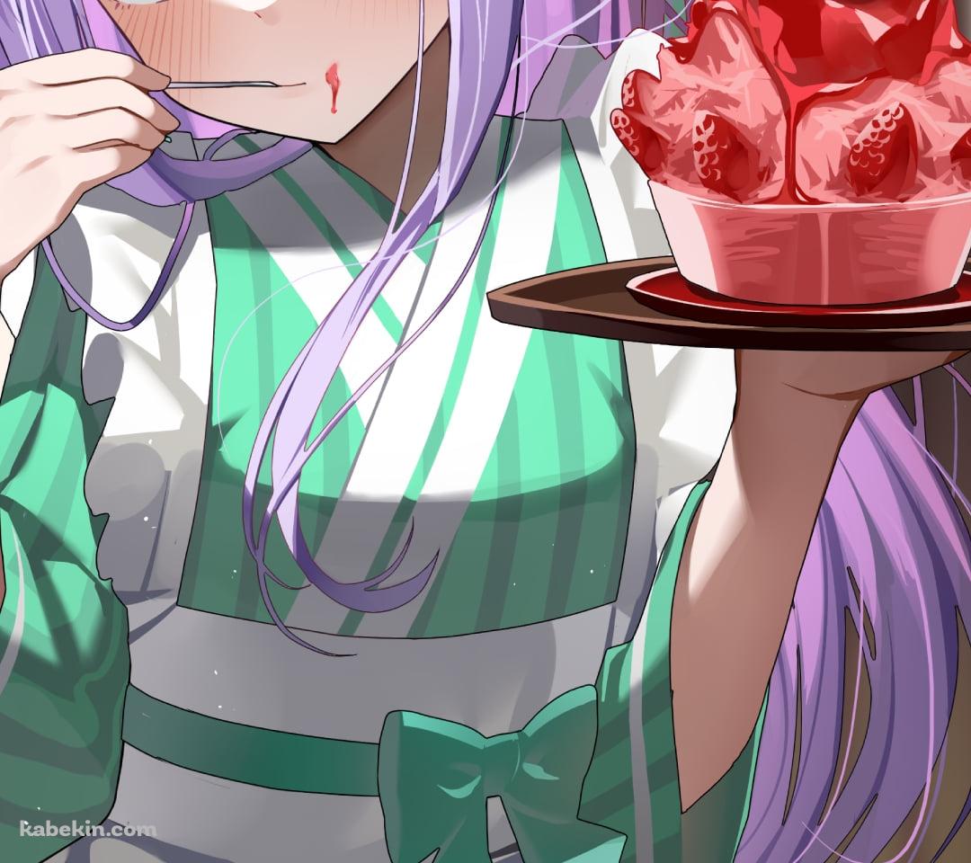 エプロンをして苺のスイーツを食べるメジロマックイーン / ウマ娘プリティーダービーのAndroidの壁紙(1080px x 960px) スマホ用