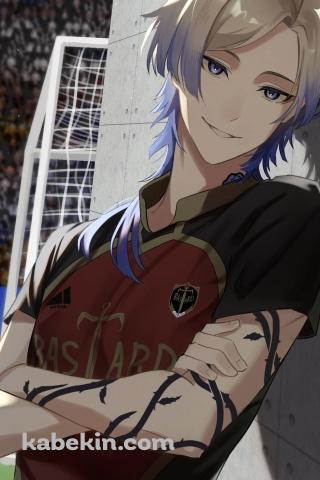 壁に寄りかかるかっこいいミヒャエル・カイザー / ブルーロックのAndroidの壁紙(320px x 480px) スマホ用