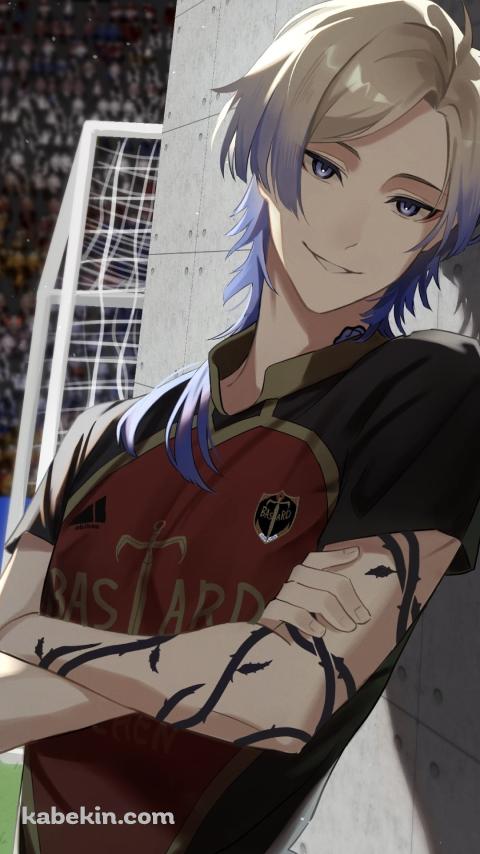 壁に寄りかかるかっこいいミヒャエル・カイザー / ブルーロックのAndroidの壁紙(480px x 854px) スマホ用