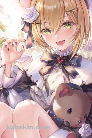 クマのぬいぐるみを抱えて笑顔の胡桃のあ / ぶいすぽっ！ / バーチャルYouTuber / VtuberのAndroidの壁紙(320px x 480px) スマホ用