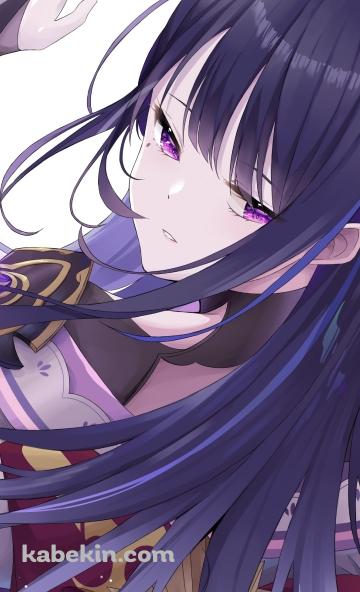 左手をかざすかっこいい雷電将軍 / 原神のAndroidの壁紙(360px x 592px) スマホ用