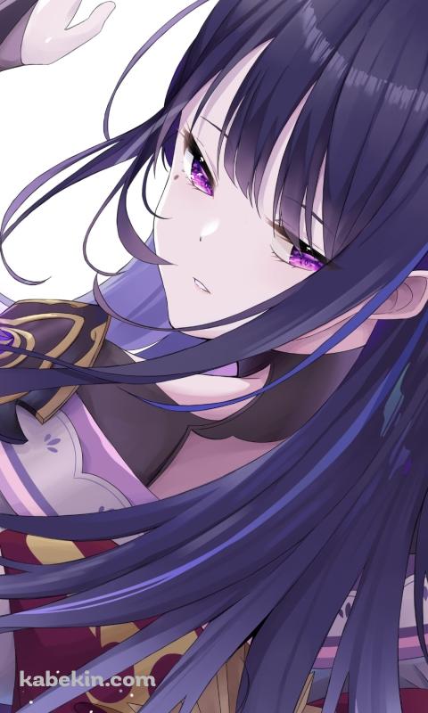 左手をかざすかっこいい雷電将軍 / 原神のAndroidの壁紙(480px x 800px) スマホ用