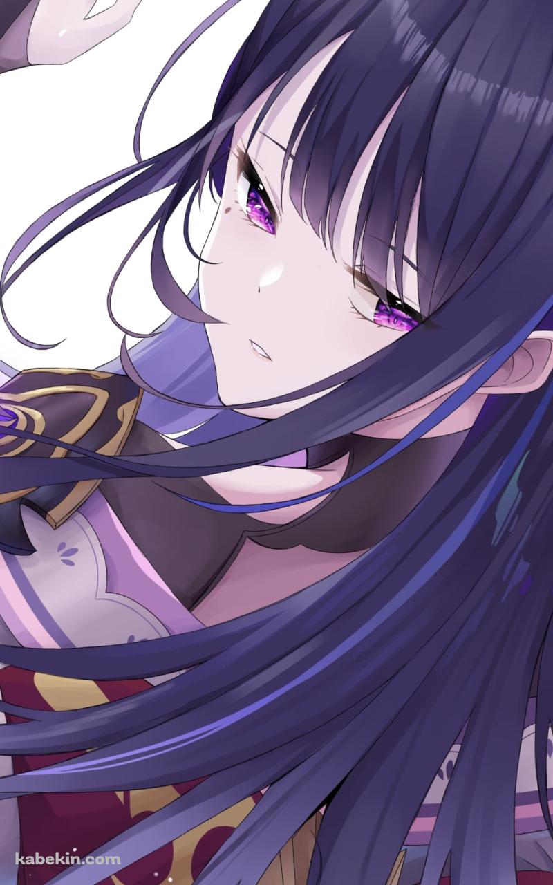 左手をかざすかっこいい雷電将軍 / 原神のAndroidの壁紙(800px x 1280px) スマホ用