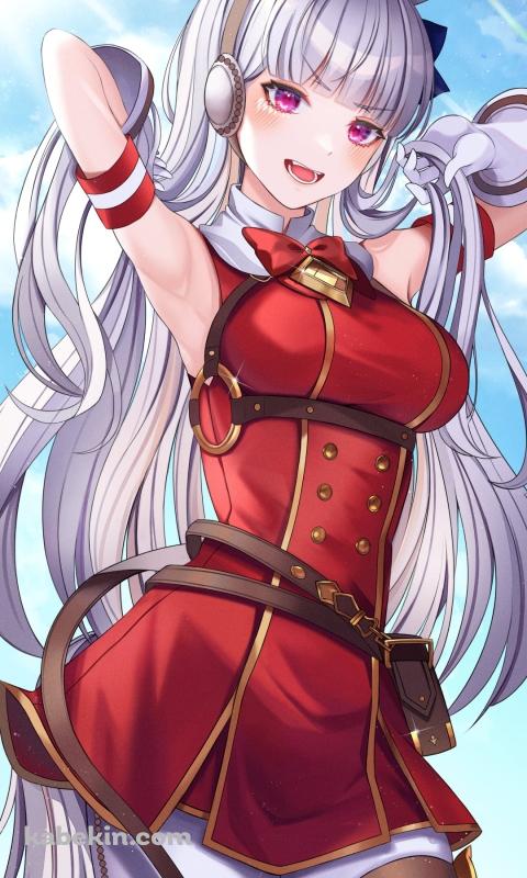 赤い衣装を着た笑顔のゴールドシップ / 青空 / ウマ娘プリティーダービーのAndroidの壁紙(480px x 800px) スマホ用