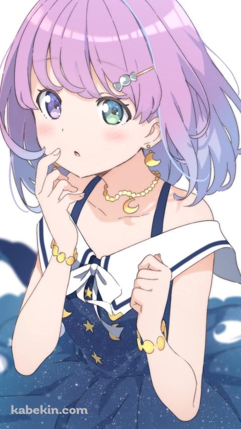 口元に指をあててるかわいい姫森ルーナ / 緑と紫の瞳 / ホロライブ / バーチャルYouTuber / VtuberのAndroidの壁紙(480px x 854px) スマホ用