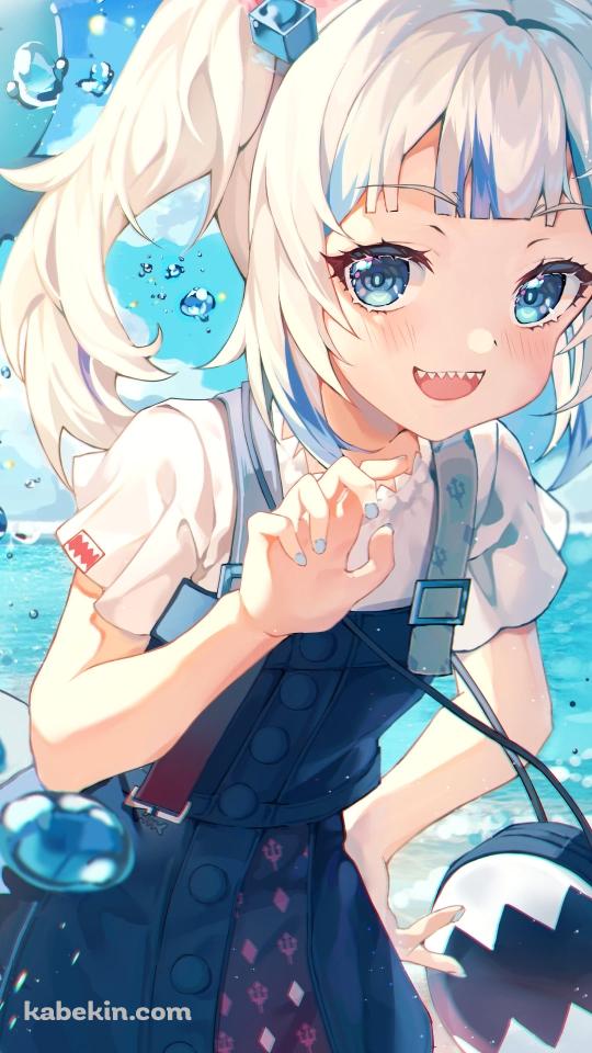 笑顔のがうる・ぐら / 海 / ビーチ / 水滴 / ホロライブ / バーチャルYouTuber / VtuberのAndroidの壁紙(540px x 960px) スマホ用