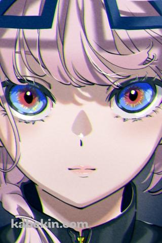 まっすぐこちらを見つめる花譜 / 青いフード / バーチャルYouTuber / VtuberのAndroidの壁紙(320px x 480px) スマホ用