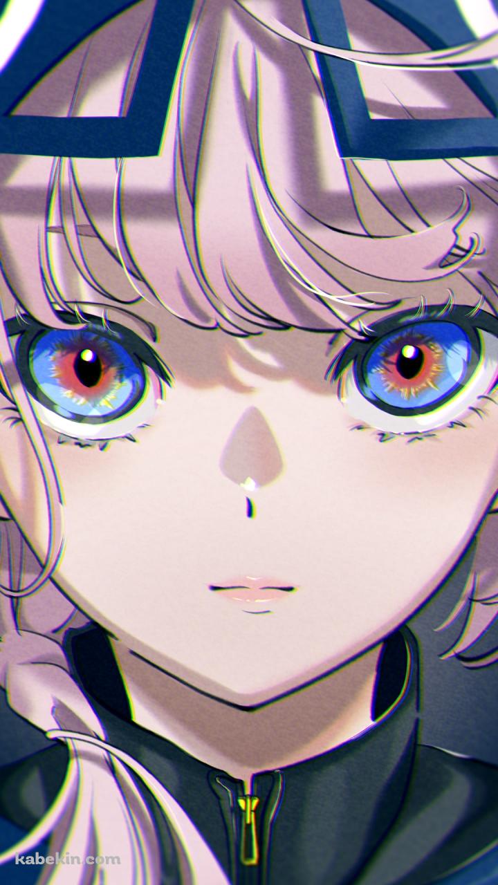 まっすぐこちらを見つめる花譜 / 青いフード / バーチャルYouTuber / VtuberのAndroidの壁紙(720px x 1280px) スマホ用