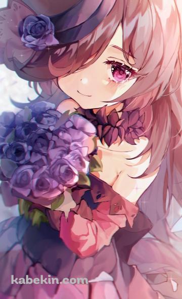 紫の薔薇の花束を持つ可愛いライスシャワー / ウマ娘プリティーダービーのAndroidの壁紙(360px x 592px) スマホ用