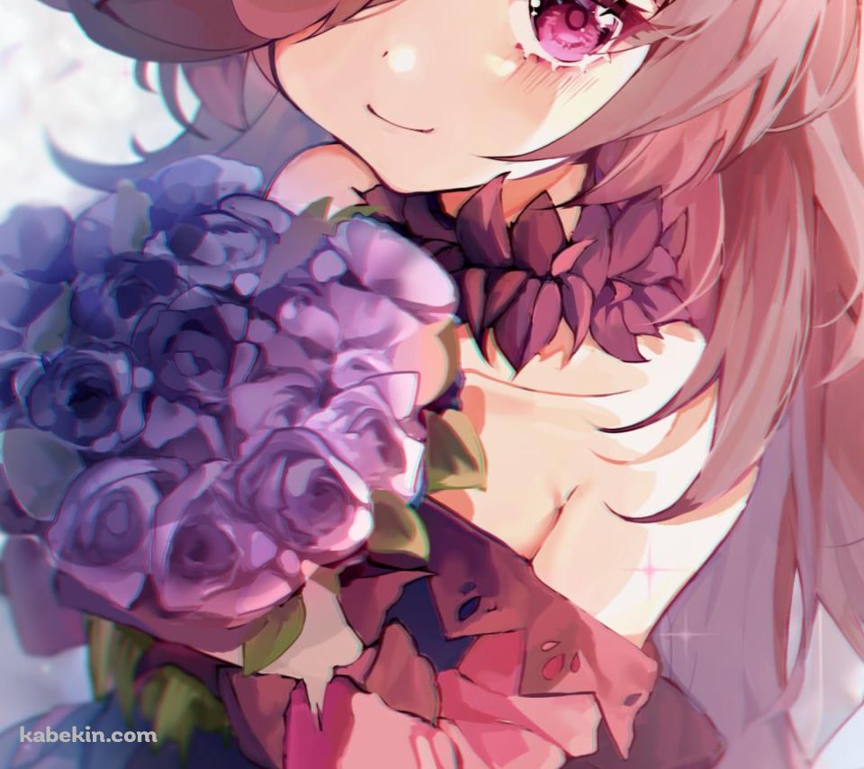紫の薔薇の花束を持つ可愛いライスシャワー / ウマ娘プリティーダービーのAndroidの壁紙(960px x 854px) スマホ用