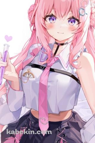 紫の液体が入った試験管を持つ可愛い博衣こより / ホロライブ / バーチャルYouTuber / VtuberのAndroidの壁紙(320px x 480px) スマホ用