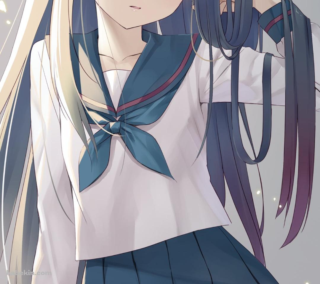 髪をさわるプニプニの遠野秋葉 / 真月譚　月姫のAndroidの壁紙(1080px x 960px) スマホ用
