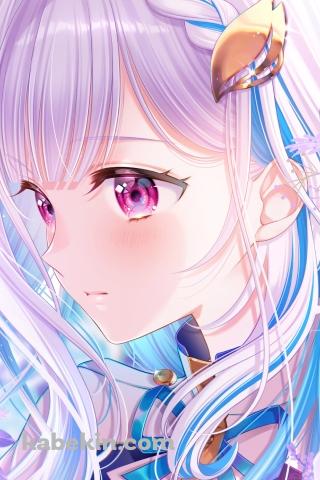 綺麗なリゼ・ヘルエスタ / 紫の髪 / ピンクの瞳 / にじさんじ / バーチャルYouTuber / Vtuber / イラスト / ファンアートのAndroidの壁紙(320px x 480px) スマホ用