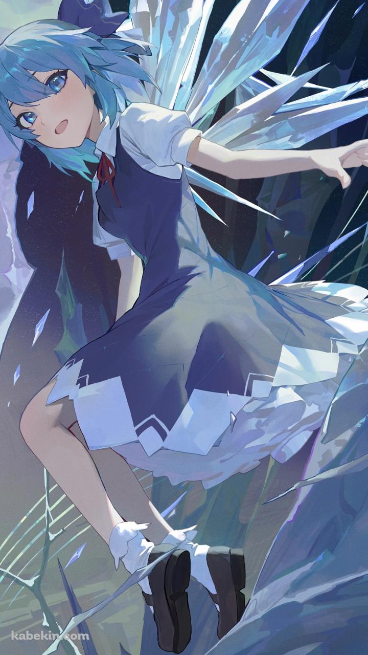 浮遊するかっこいいチルノ / 東方のAndroidの壁紙(720px x 1280px) スマホ用