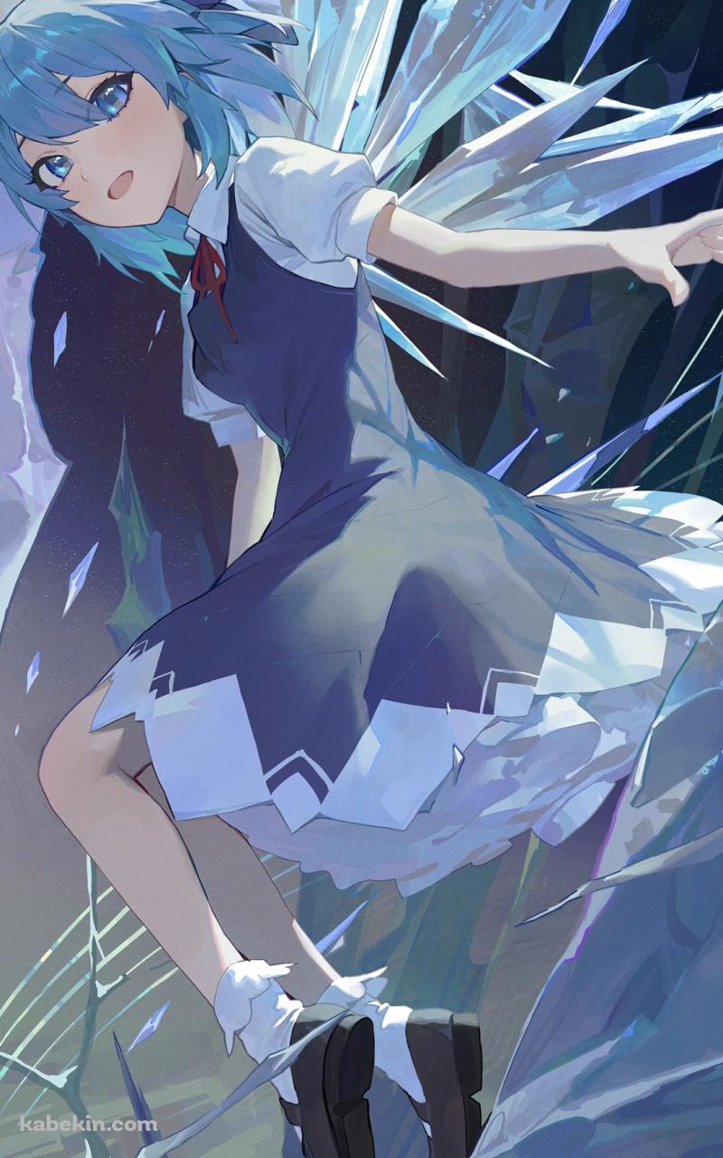 浮遊するかっこいいチルノ / 東方のAndroidの壁紙(800px x 1280px) スマホ用