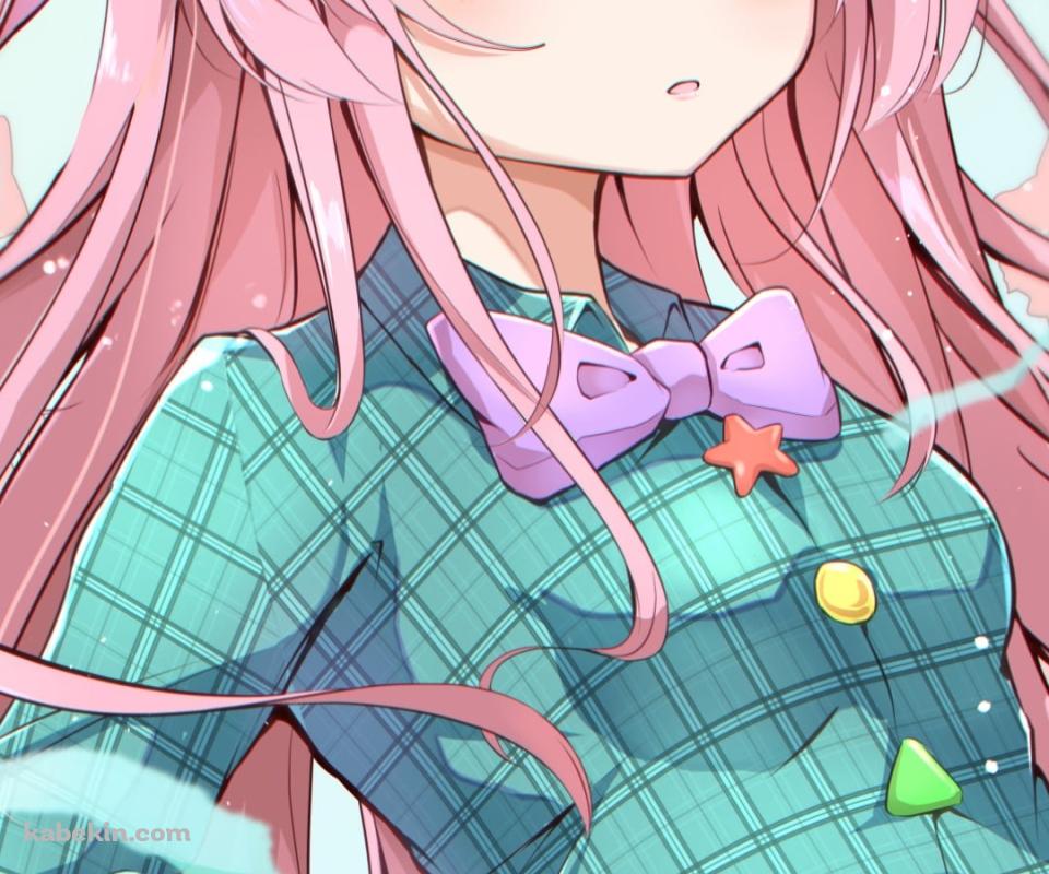 扇子を持ち狐のお面をつけた可愛い秦こころ（はたの こころ） / 東方のAndroidの壁紙(960px x 800px) スマホ用