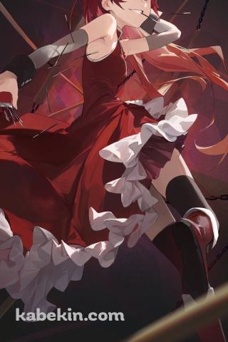 笑顔で振り返る佐倉 杏子（さくら きょうこ） / 仕込み多節棍 / 分銅鎖 / 魔法少女まどか☆マギカ / イラスト / ファンアートのAndroidの壁紙(320px x 480px) スマホ用