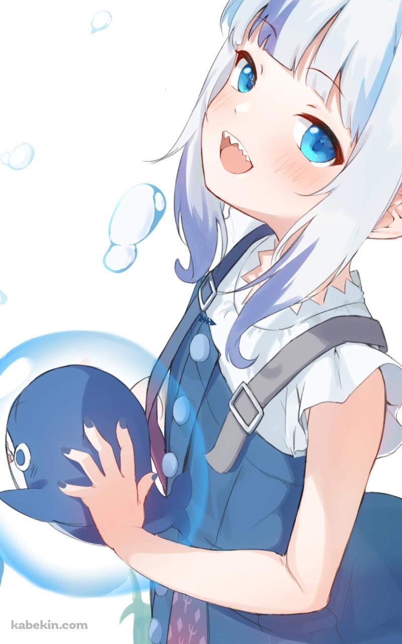 ブループを持ち笑顔の可愛いがうる・ぐら / 舞い散る水滴 / ホロライブ / バーチャルYouTuber / Vtuber / イラスト / ファンアートのAndroidの壁紙(800px x 1280px) スマホ用