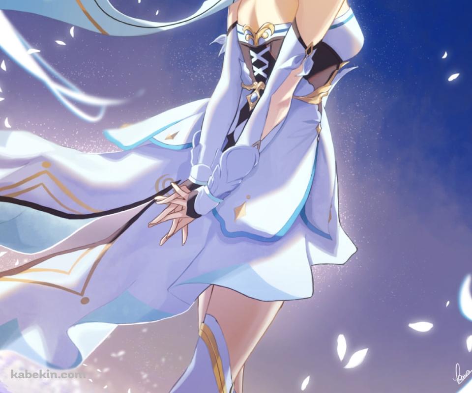 白い花畑と後ろ手を組む蛍 / 原神のAndroidの壁紙(960px x 800px) スマホ用