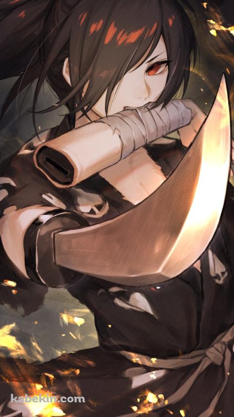 剣をかまえる百鬼丸（ひゃっきまる） / どろろ / イラスト / ファンアートのAndroidの壁紙(480px x 854px) スマホ用