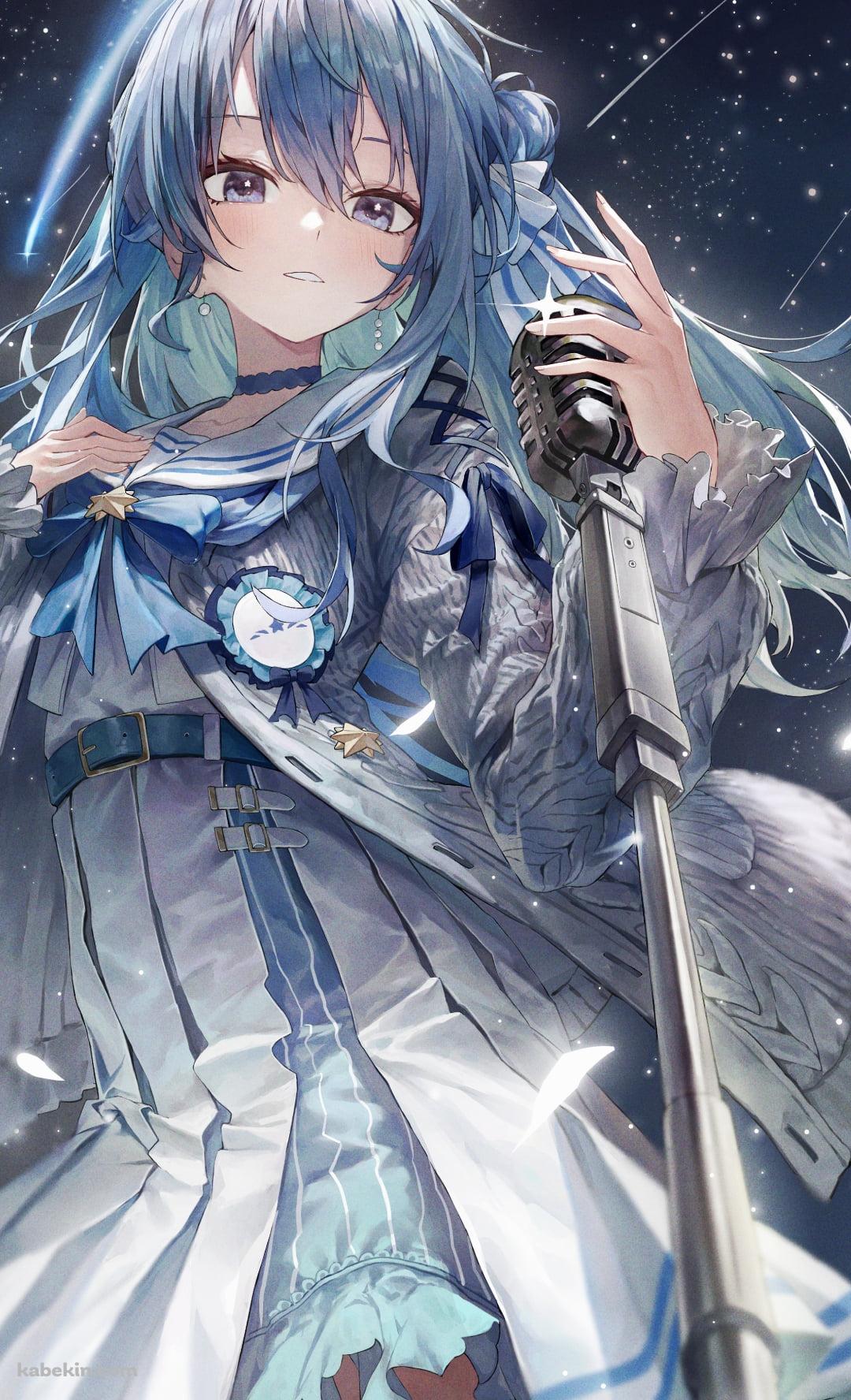流れ星の下で歌を唄う星街すいせい / ホロライブ / バーチャルYouTuber / VtuberのAndroidの壁紙(1080px x 1776px) スマホ用