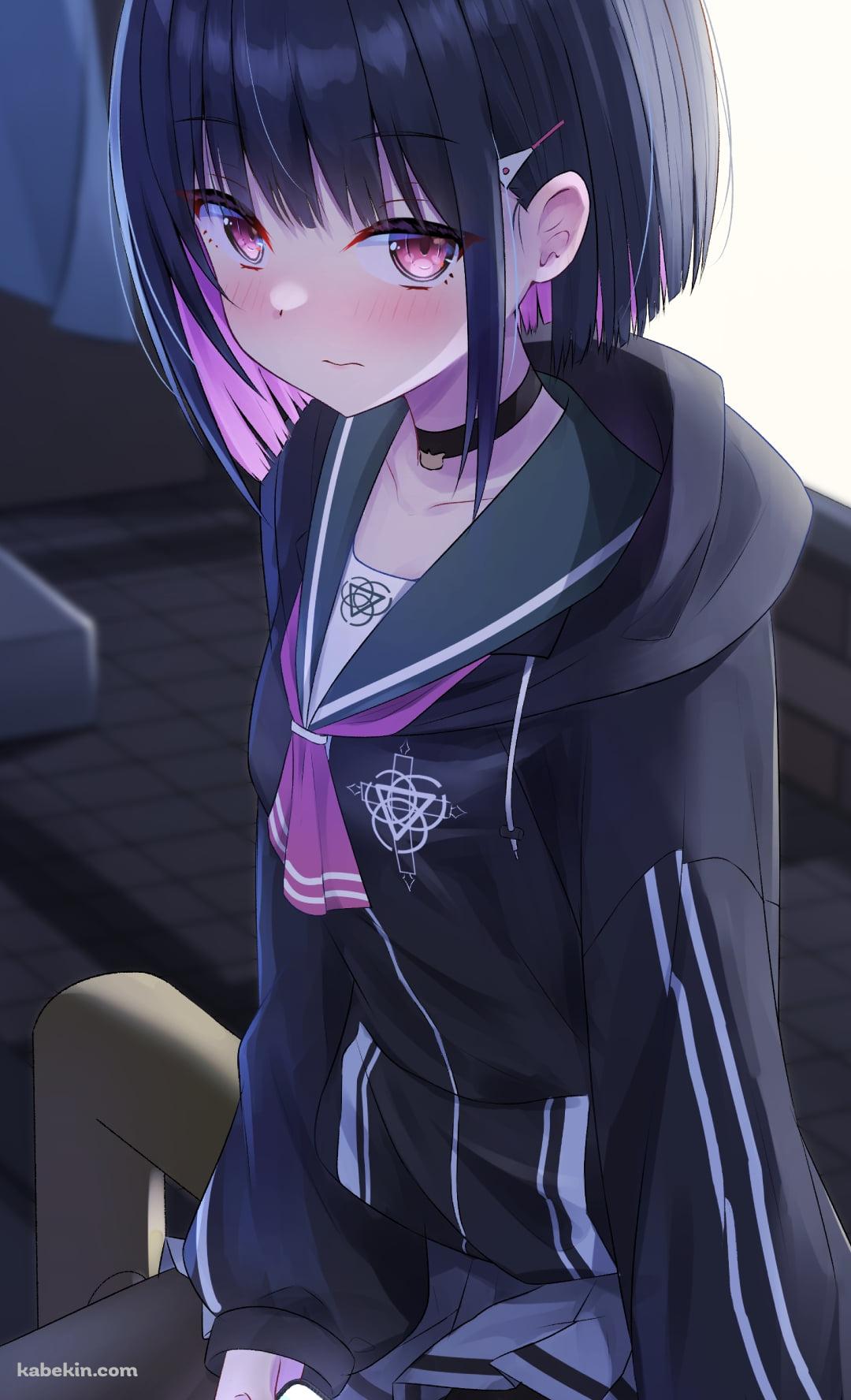 スマホを持って恥ずかしそうな杏山カズサ / ブルアカ / ブルーアーカイブのAndroidの壁紙(1080px x 1776px) スマホ用