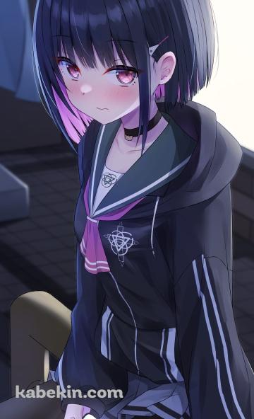 スマホを持って恥ずかしそうな杏山カズサ / ブルアカ / ブルーアーカイブのAndroidの壁紙(360px x 592px) スマホ用