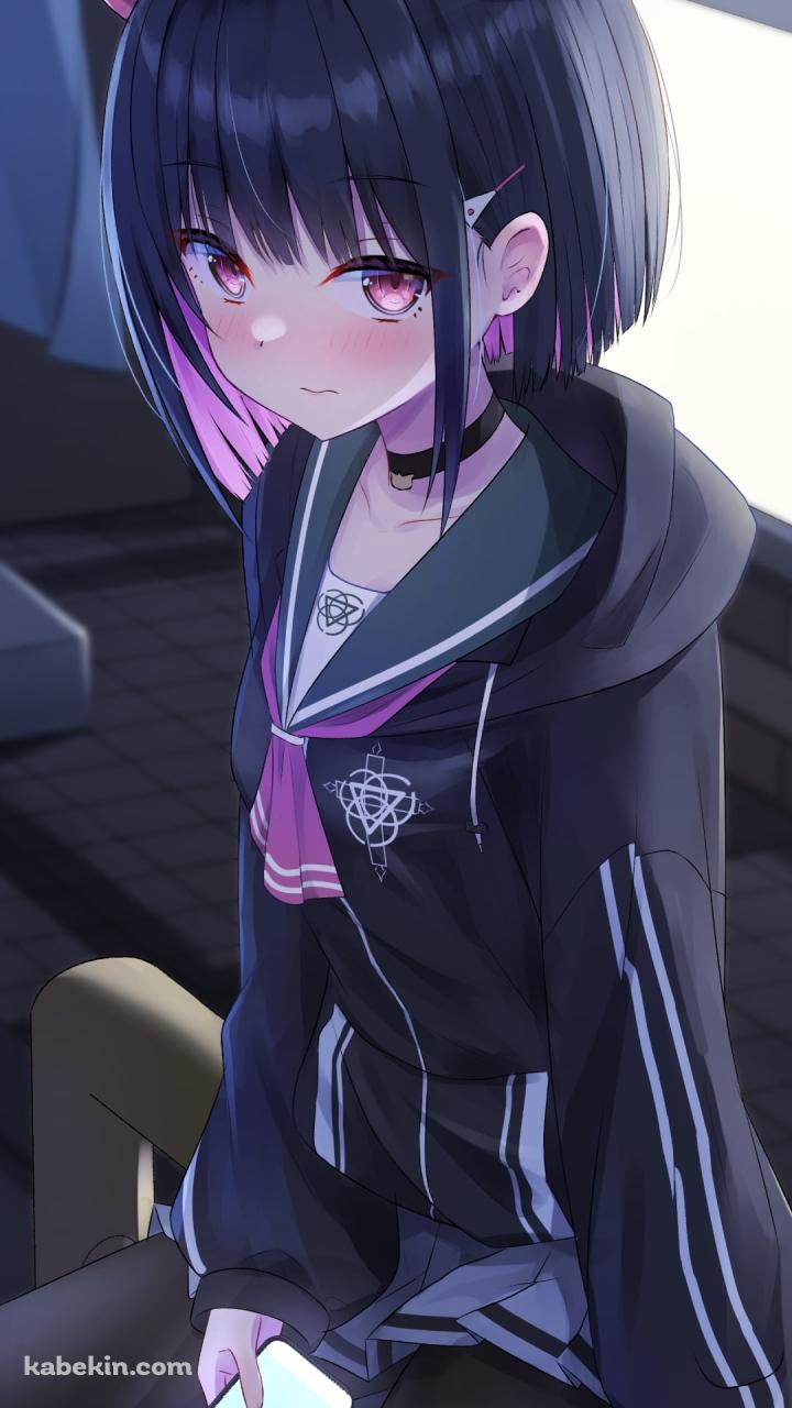 スマホを持って恥ずかしそうな杏山カズサ / ブルアカ / ブルーアーカイブのAndroidの壁紙(720px x 1280px) スマホ用