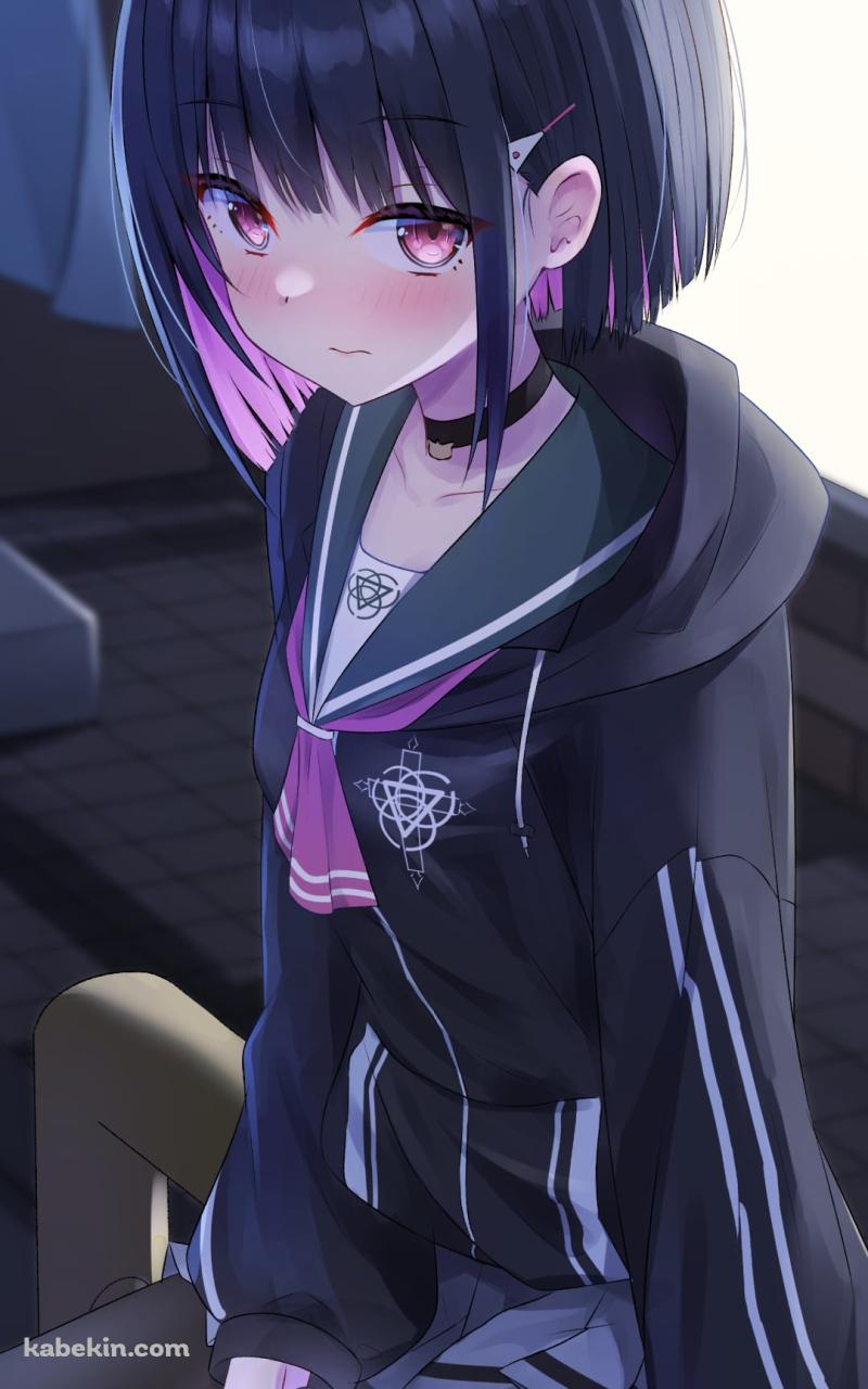 スマホを持って恥ずかしそうな杏山カズサ / ブルアカ / ブルーアーカイブのAndroidの壁紙(800px x 1280px) スマホ用