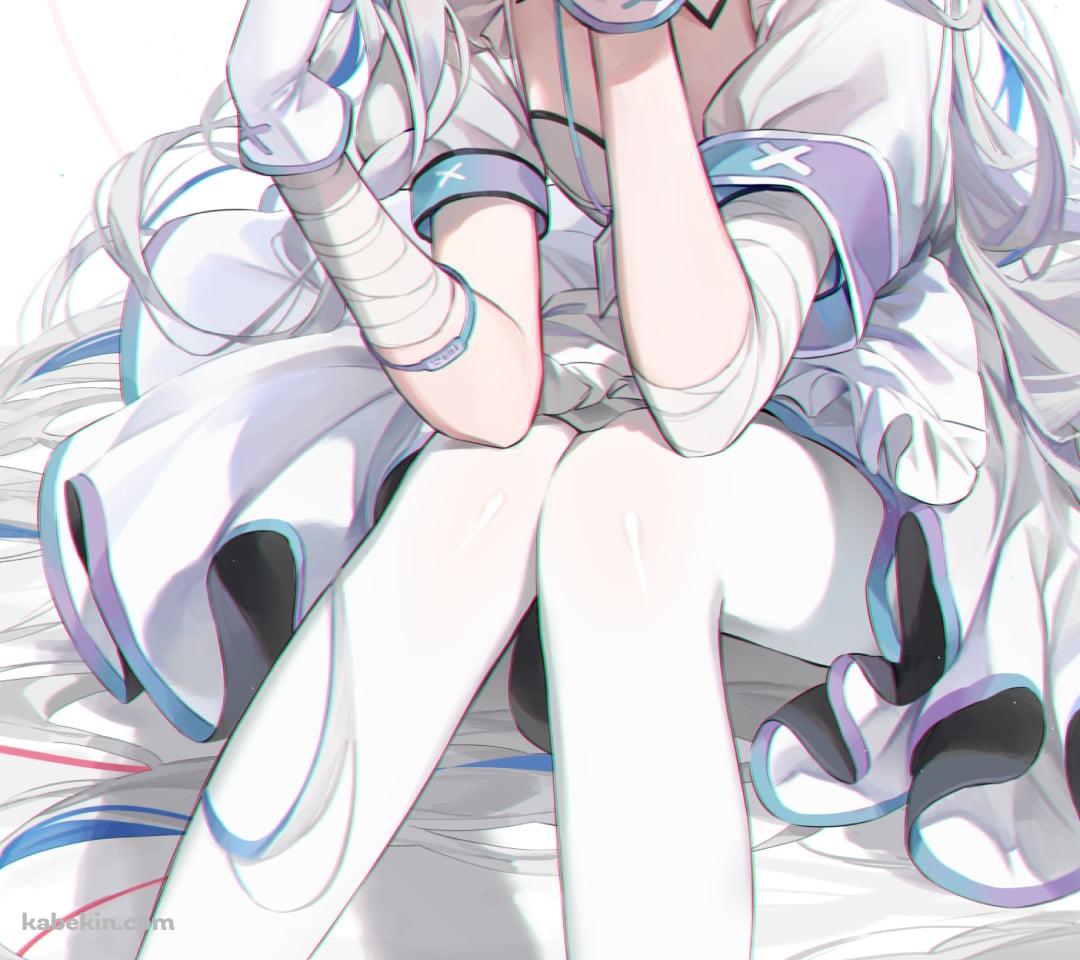 しゃがんで頬杖をつく可愛い天音かなた / ホロライブ / バーチャルYouTuber / Vtuber / イラスト / ファンアートのAndroidの壁紙(1080px x 960px) スマホ用